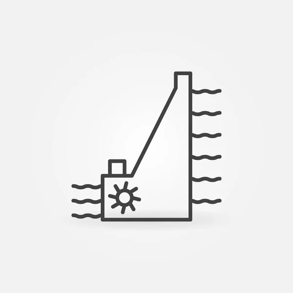 Hidroelectricidad Presa vector delgada línea concepto icono o signo — Archivo Imágenes Vectoriales