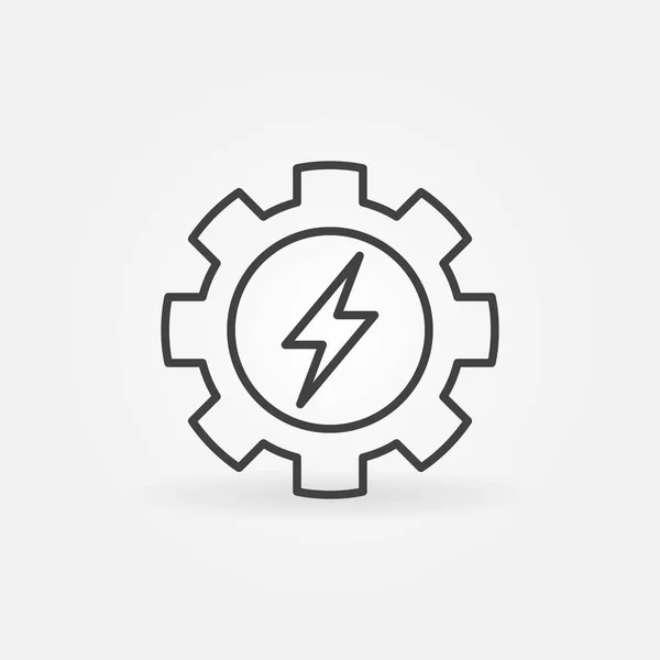 Cogwheel met pictogram van de energielijn of van de elektrische-signaalvector — Stockvector