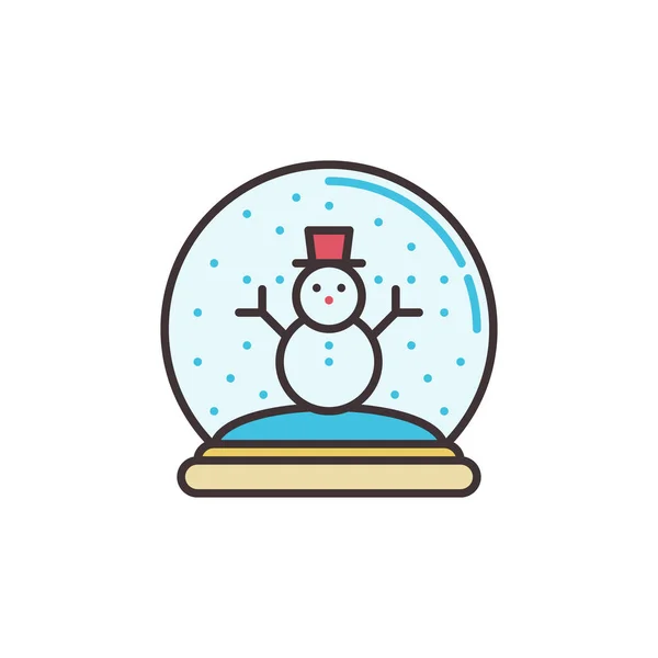 Snowball wtih Snowman colored vector Christmas icon — Stock Vector