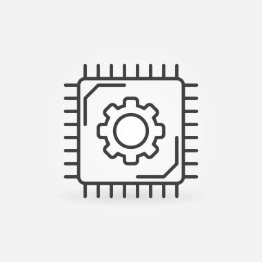 Mikro Çip vektörü ince çizgi konsepti simgesi veya sembolü