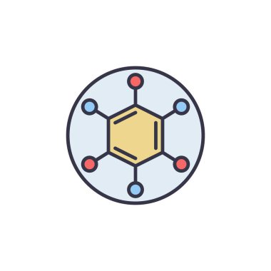 Çember vektör biyoteknoloji simgesinde altıgen molekülü