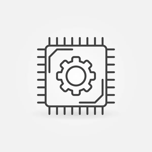 Micro Chip vector thin line concept icon or symbol — Stock Vector