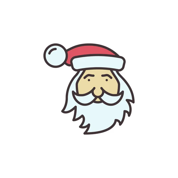 Père Noël visage vecteur Joyeux Noël icône de couleur — Image vectorielle