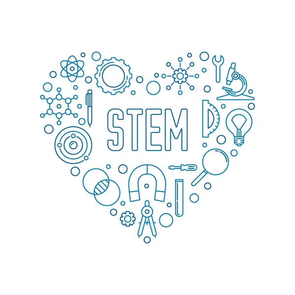 STEM Heart-Shaped concept vector schets illustratie of banner — Stockvector