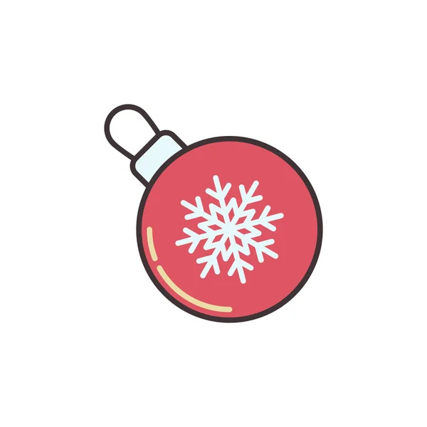 Boule de Noël rouge avec icône de concept vectoriel flocon de neige — Image vectorielle