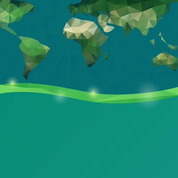 Ilustración del planeta poligonal Tierra - fondo abstracto verde suave de World Map — Vector de stock