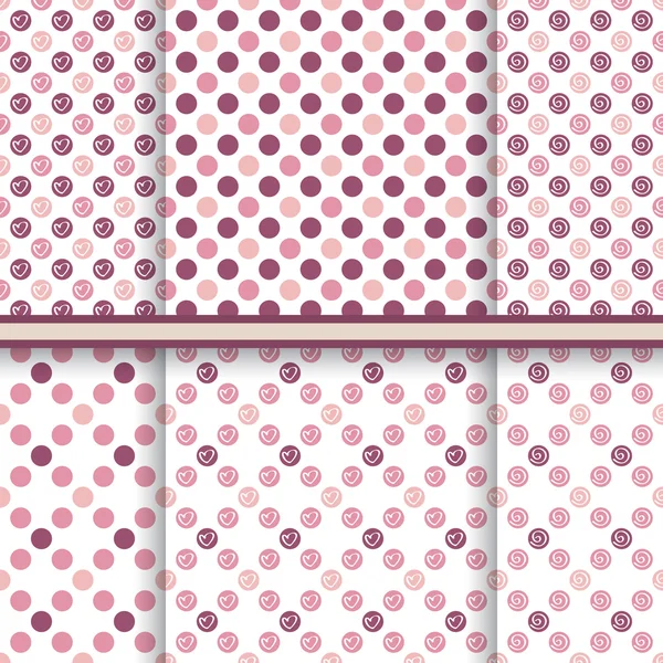 Ensemble de motifs à pois rose doux - texture vectorielle transparente — Image vectorielle