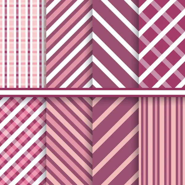 Dark elegant stripes geometric vector seamless patterns set — Stock Vector