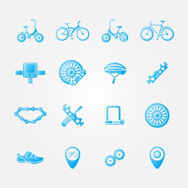 Blue bicycle icon vector set clipart