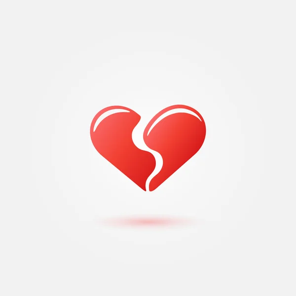 Icono rojo corazón roto — Vector de stock