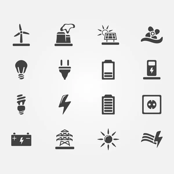 Iconos de energía vectorial — Vector de stock