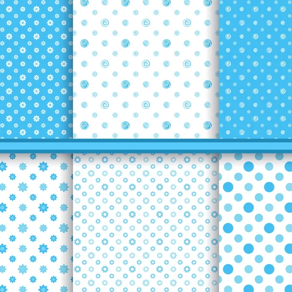 Conjunto de azul brillante infantil diferentes patrones sin costura vector (azulejos ) — Archivo Imágenes Vectoriales