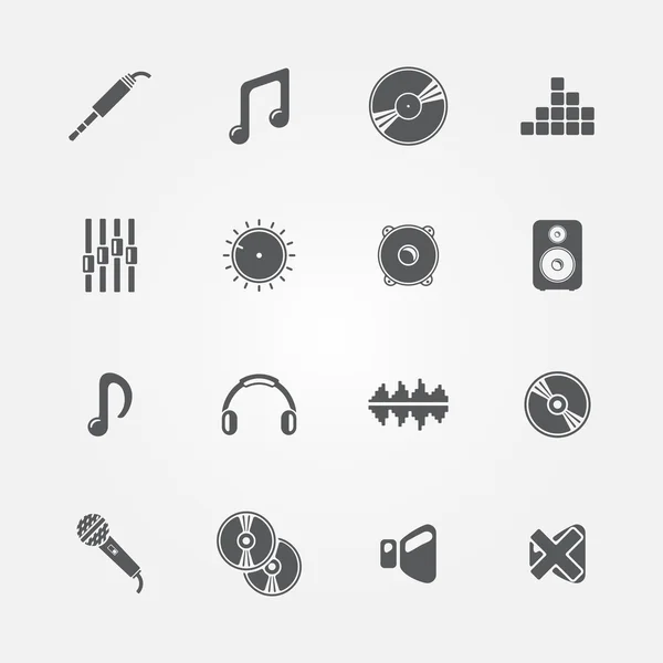 Set van audio en muziek iconen — Stockvector