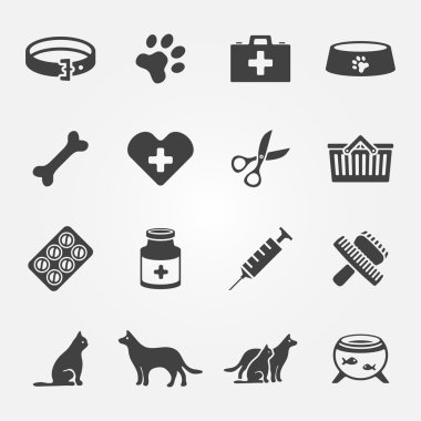 Veteriner pet vector Icons set