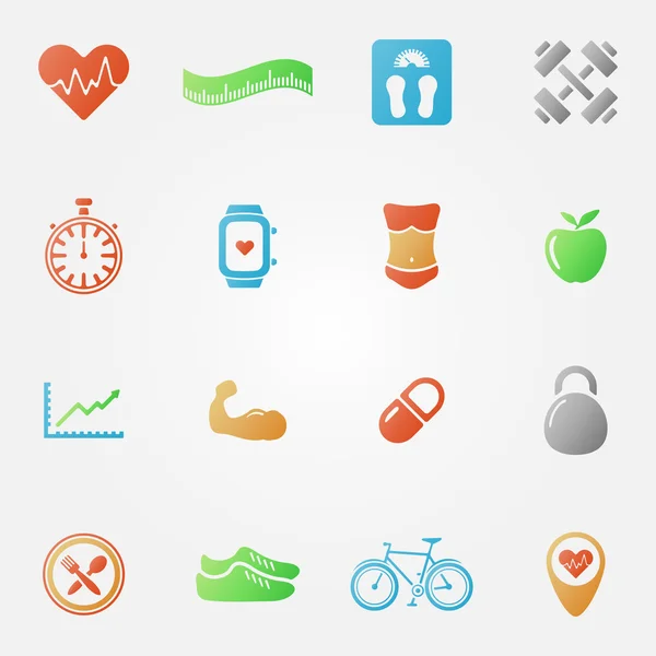 Bright fitness icons set — Stock Vector