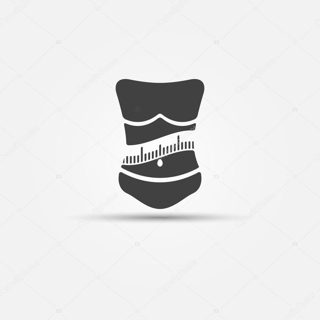Weight loss icon - woman with measuring tape fitness logo or symbol