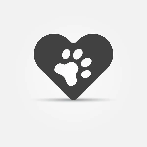 Μαύρο κατοικίδιο ζώο πόδι στο εικονίδιο καρδιά — Διανυσματικό Αρχείο