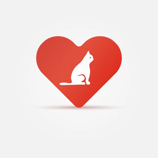 Bright cat in heart icon — Stock Vector