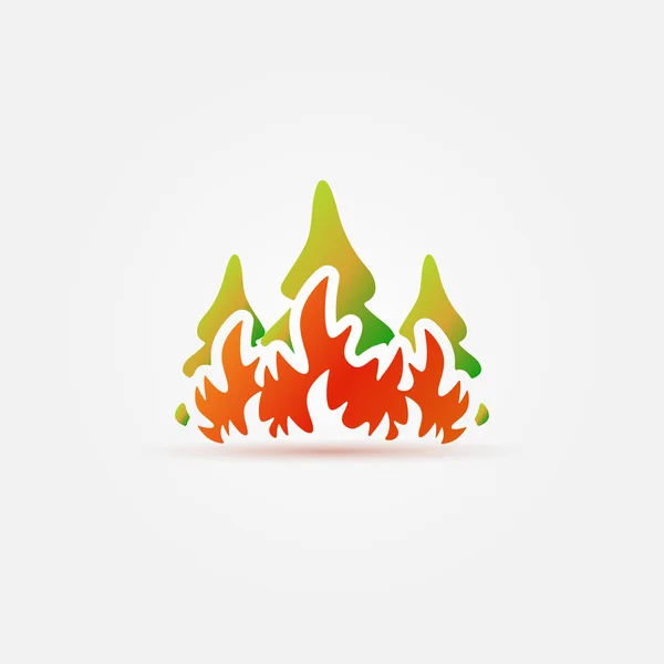 Brandende bos bomen in brand vlammen vector pictogram — Stockvector