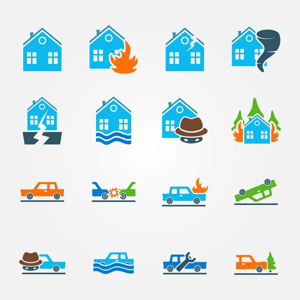 Bright plat verzekering iconen vector set — Stockvector