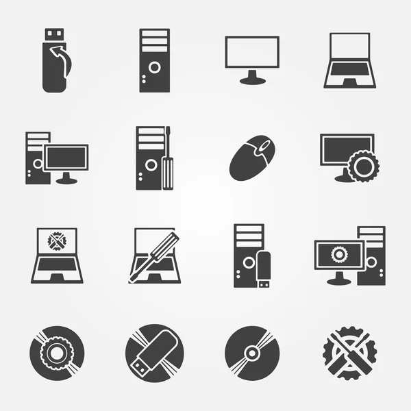 Bilgisayar tamir servis ve bakım Icon set — Stok Vektör