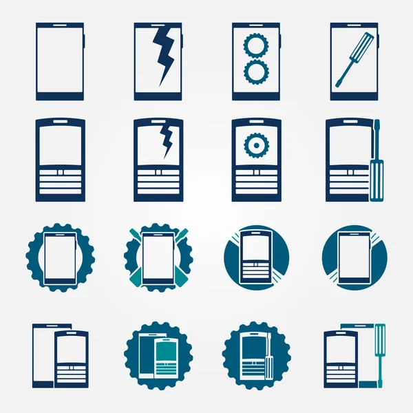 Mobile phone repair icons set — Stock Vector