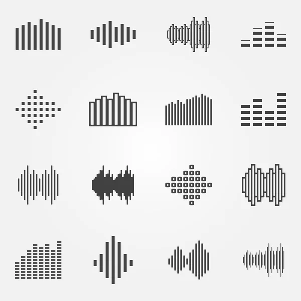 음악 초음파 또는 이퀄라이저 아이콘 세트 — 스톡 벡터