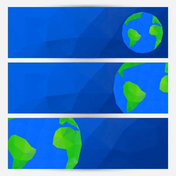 Ensemble vectoriel de bannières mondiales bleues — Image vectorielle