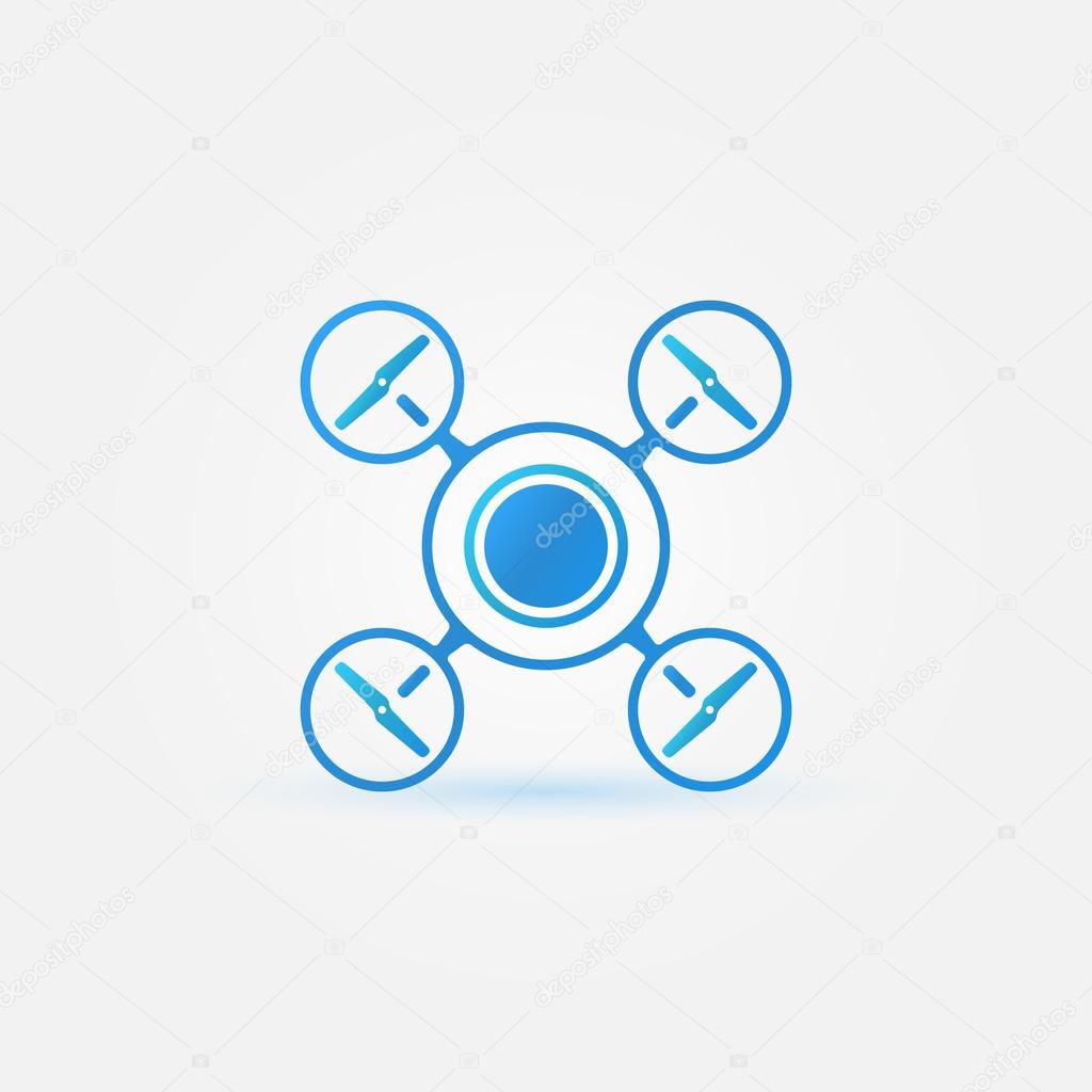 Quadrocopter blue vector icon - drone logo