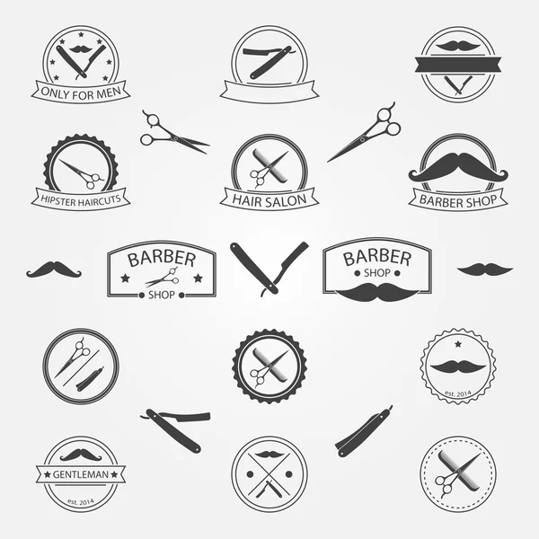 Vector set van kapper winkel logo — Stockvector