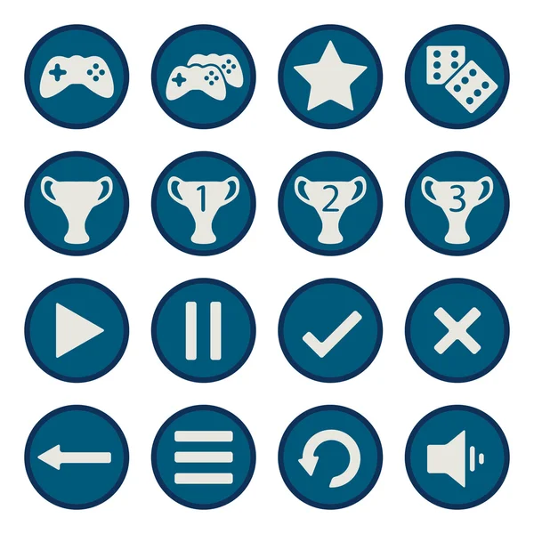 Juego plano azul iconos vector conjunto — Archivo Imágenes Vectoriales