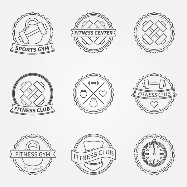 Deportes y fitness logotipo emblema gráficos conjunto — Vector de stock