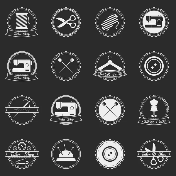 Set de insignias vintage vector sastrería — Archivo Imágenes Vectoriales