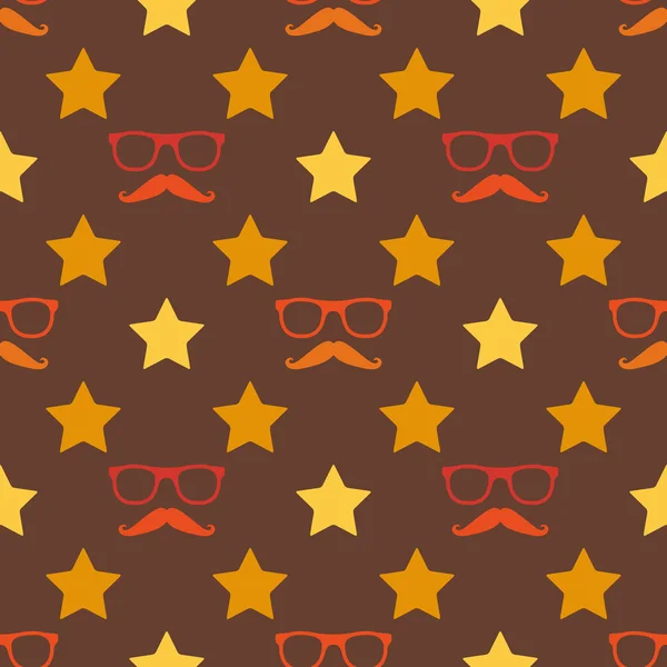 Vektor Hipster Schnurrbart und Brille nahtloses Muster — Stockvektor