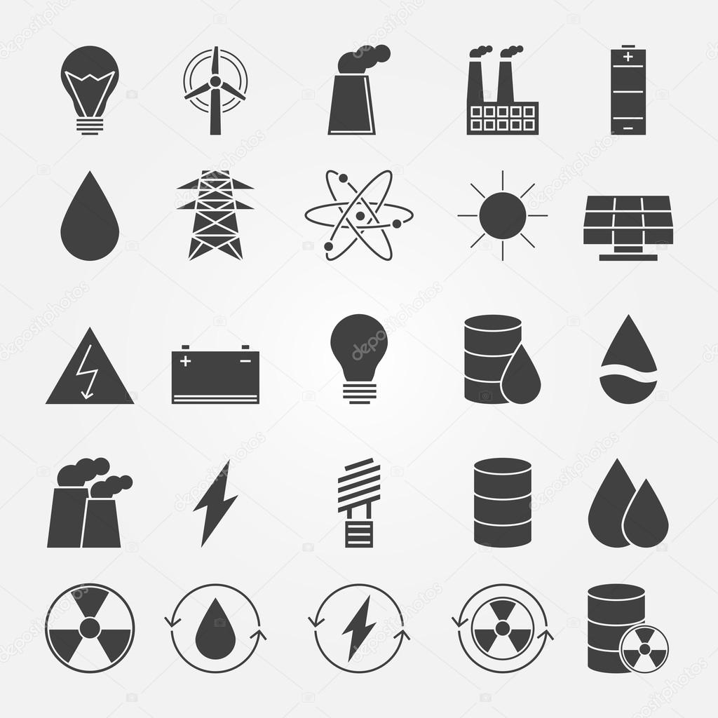 Energy vector industry icon set