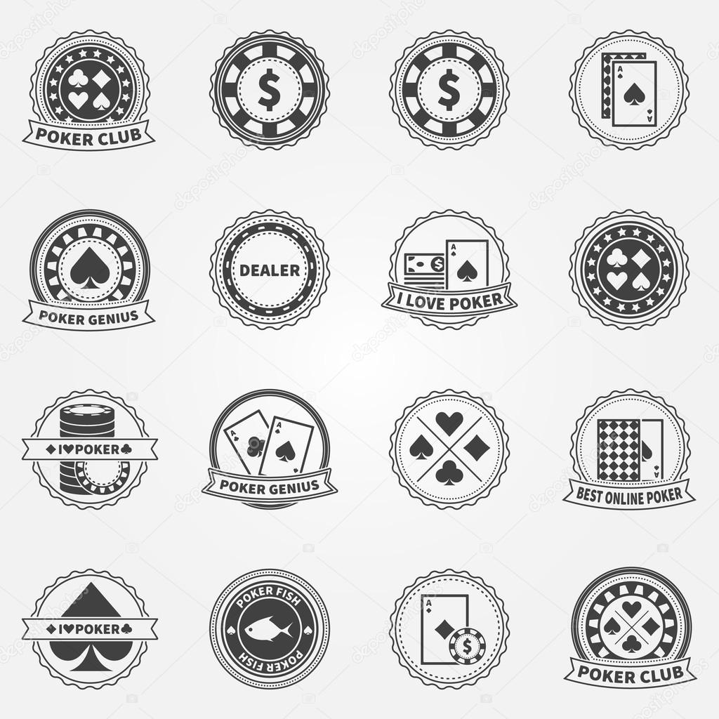 Poker Labels and Icons set - vintage vector holdem badges or logos