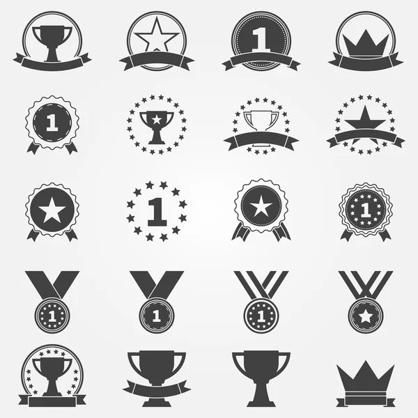 Conjunto de premios e iconos de trofeo — Archivo Imágenes Vectoriales
