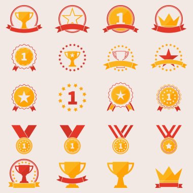 Set of awards and victory icons clipart
