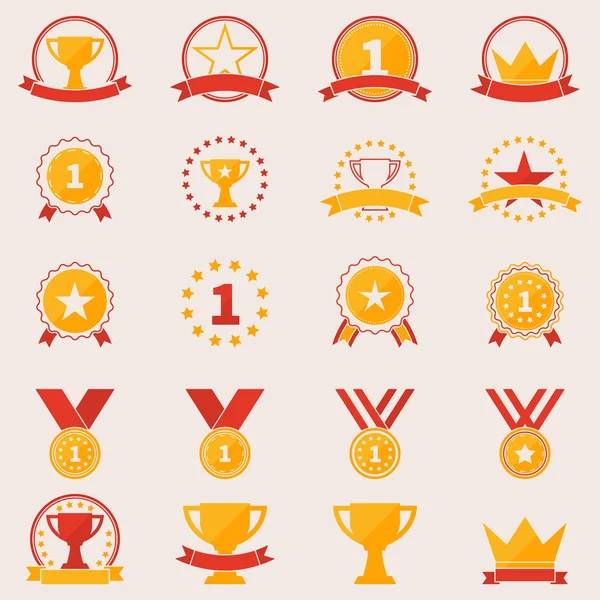 Conjunto de premios e iconos de la victoria — Archivo Imágenes Vectoriales