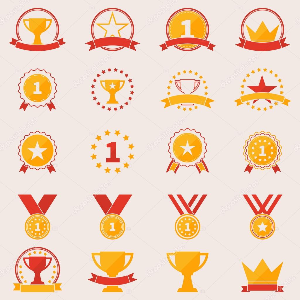 Set of awards and victory icons