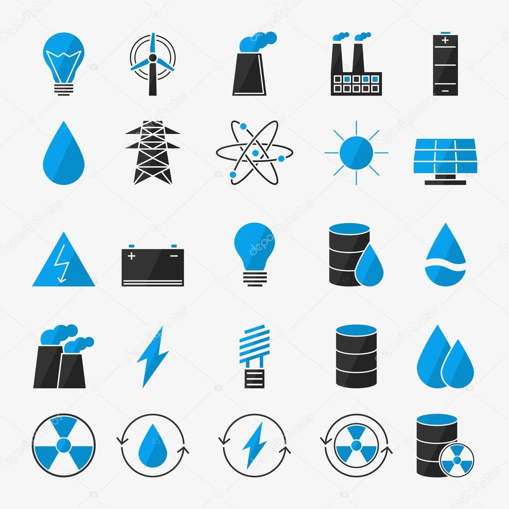 Energy or electricity icon set