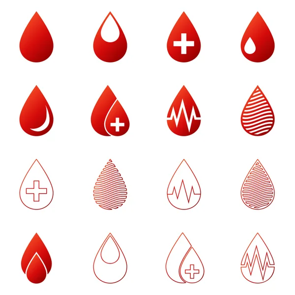 Ensemble vectoriel d'icônes de goutte de sang — Image vectorielle