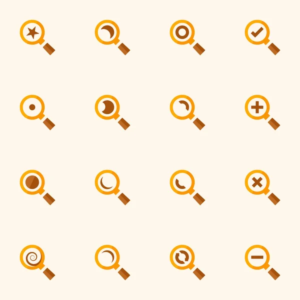 Magnifier glass and zoom vector icons set — Stock Vector