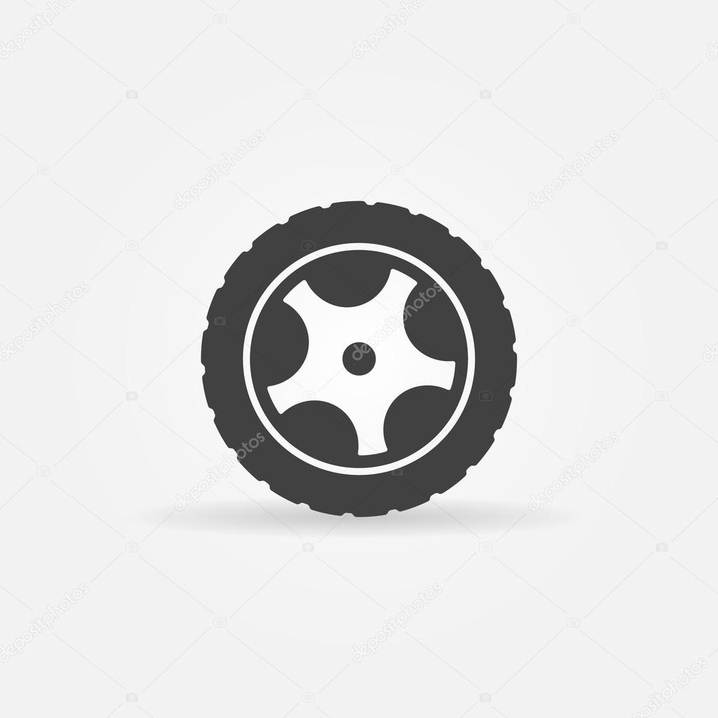 Black tire icon or symbol - vector black wheel logo