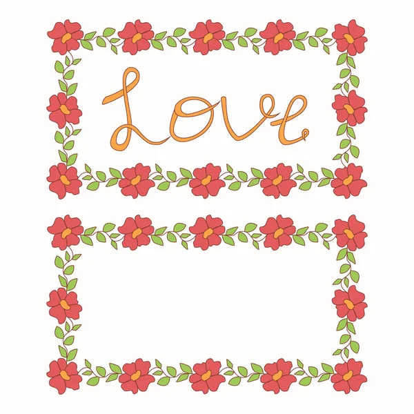 Beautiful floral vector love card — Stock Vector