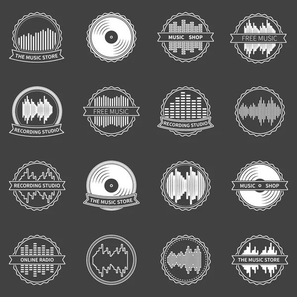 Music emblems or badges vector set — Stock Vector