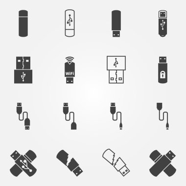 USB simgeler kümesi vektör