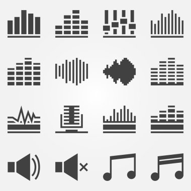 Ses veya müzik ses dalgası simgeler kümesi vektör