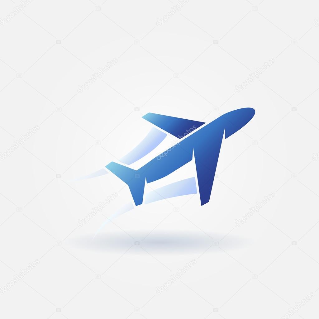 Plane takeoff logo or icons - vector blue symbol