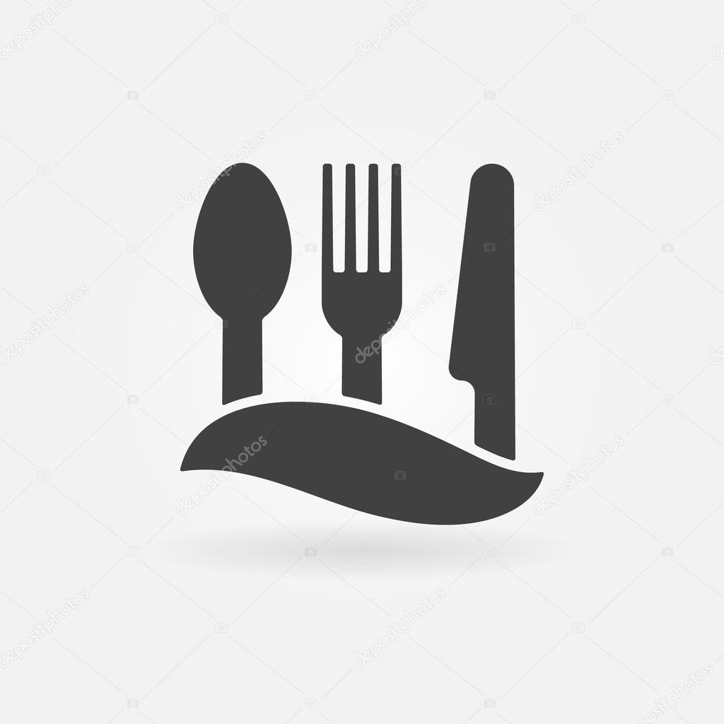 Food icon - vector knife, fork and spoon, cafe logo or symbol